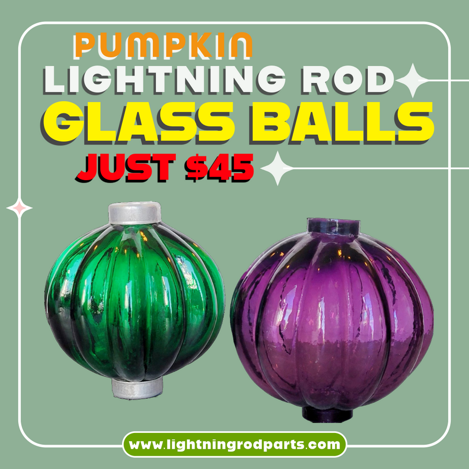 Handblown Pumpkin Glass Lightning Rod Balls